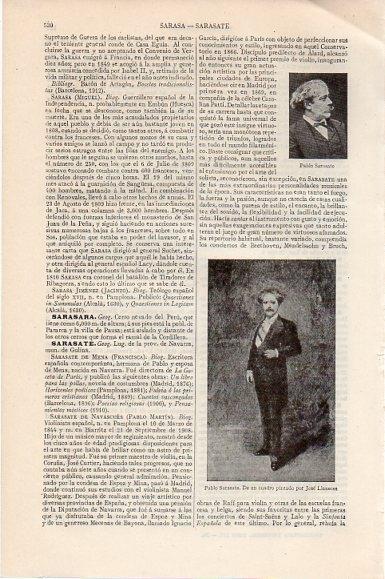 LAMINA V11469: Pablo Sarasate, por Jose Llaneces