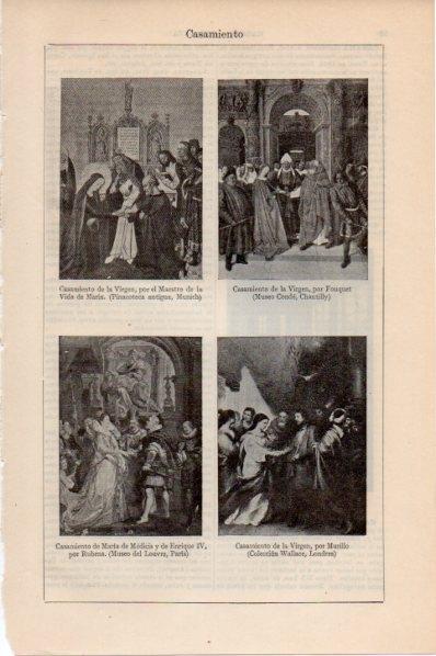 LAMINA V11689: Casamiento, por Murillo, Rubens y Fouquet