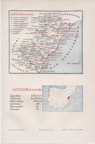 LAMINA V11725: Mapa de la provincia de Castellon de la Plana