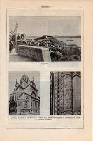 LAMINA V11625: Puerto y Catedral de Sebenico