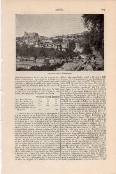 LAMINA V11671: Vista de Segura del Leon
