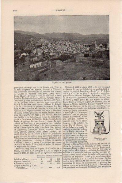 LAMINA V11650: Escudo y vista de Segorbe