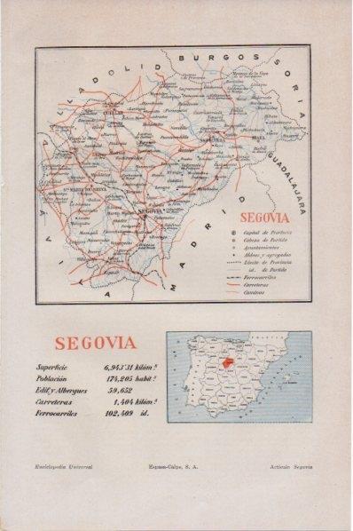 LAMINA V11652:Mapa de la provincia de Segovia