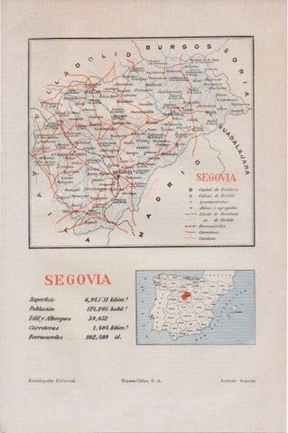 LAMINA V11652:Mapa de la provincia de Segovia