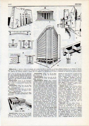 LAMINA V12359: Tipos de edificaciones y Templo de Edfu