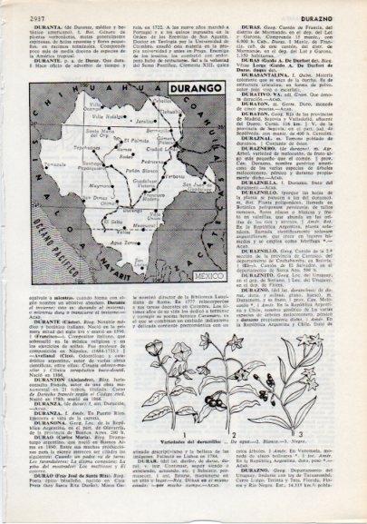 LAMINA V12356: Mapa de Durango, Mejico