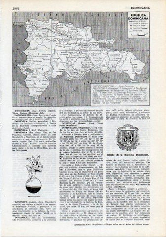 LAMINA V12352: Mapa y escudo de la Republica Dominicana