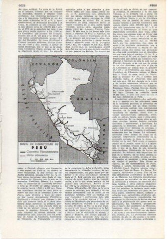 LAMINA V12403: Mapa de carreteras de Peru