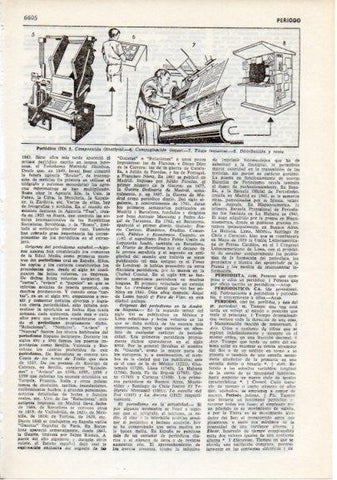 LAMINA V12396: Linotipia, cajas, tiraje y distribucion de un periodico