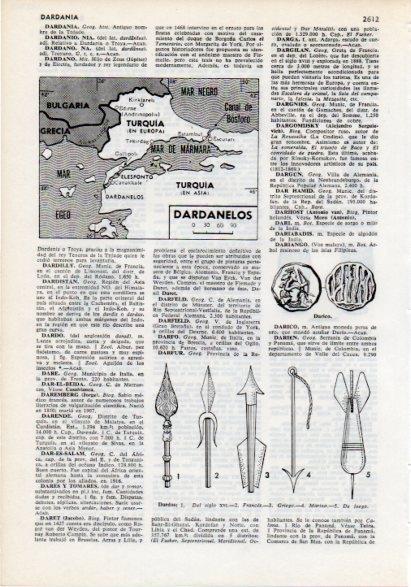 LAMINA V12309: Mapa de Dardanelos y tipos de dardos