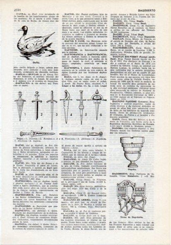 LAMINA V12307: Tipos de dagas y trono de Dagoberto 