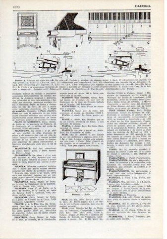 LAMINA V12414: Partes y piezas de un piano