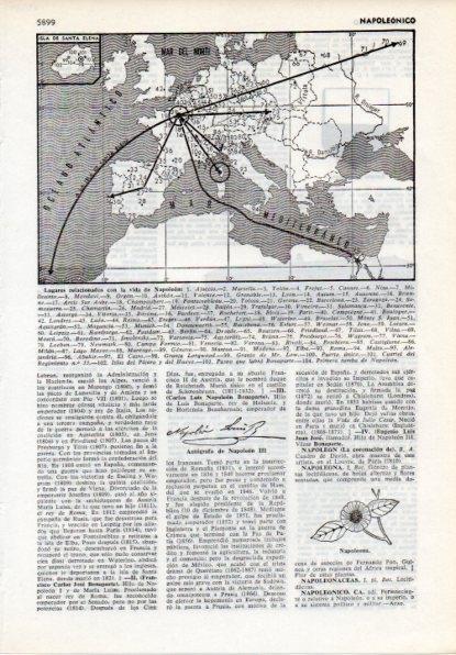 LAMINA V12134: Mapa de lugares relacionados con Napoleon