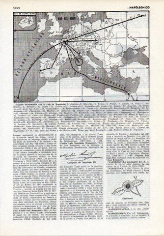 LAMINA V12134: Mapa de lugares relacionados con Napoleon