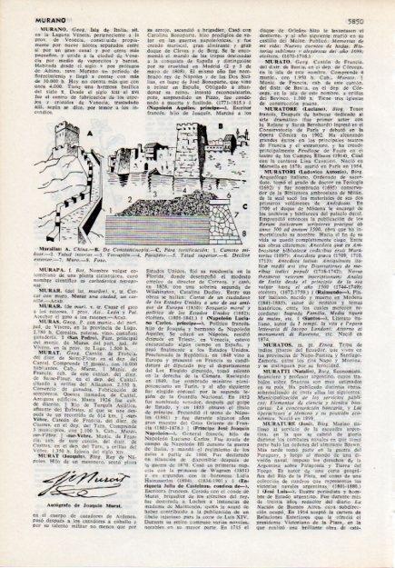 LAMINA V12124: Murallas y autografo de Joaquin Murat