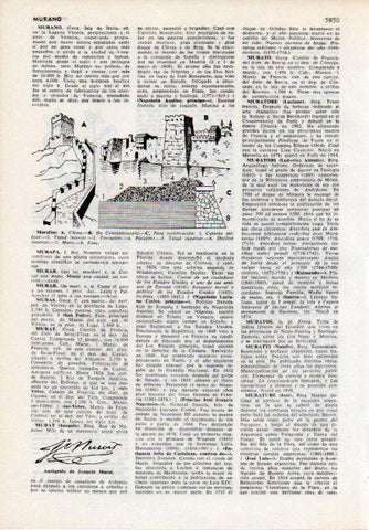 LAMINA V12124: Murallas y autografo de Joaquin Murat