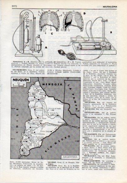LAMINA V12147: Neumotorax y mapa de Neuquen en Argentina