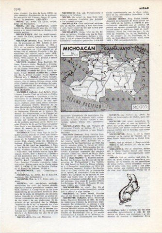 LAMINA V12070: Mapa de Michoacan, Mejico