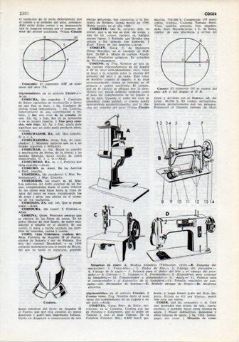 LAMINA V12254: Tipos de maquinas de coser y coselete