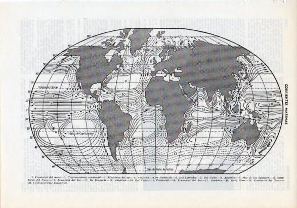 LAMINA V12251: Mapa del mundo de las corrientes marinas