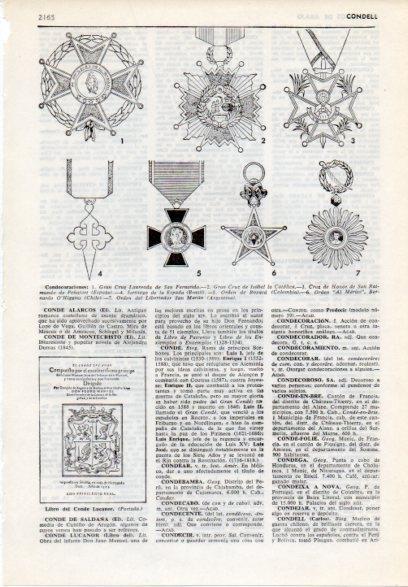 LAMINA V12231: Condecoraciones varias y Libro del Conde Lucanor 