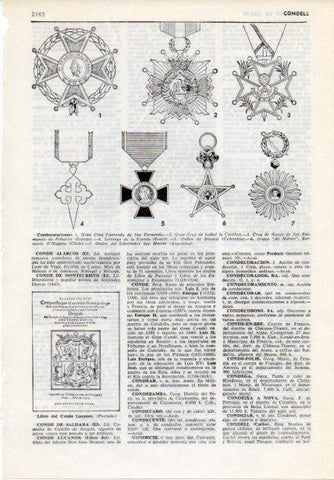 LAMINA V12231: Condecoraciones varias y Libro del Conde Lucanor 