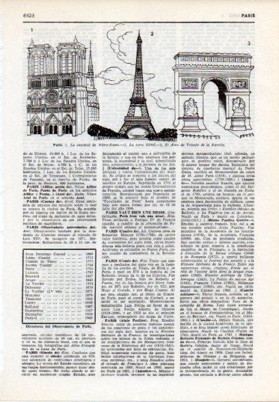 LAMINA V12212: Catedral de Notre Dame, torre Eiffel y Arco de Triunfo en Paris