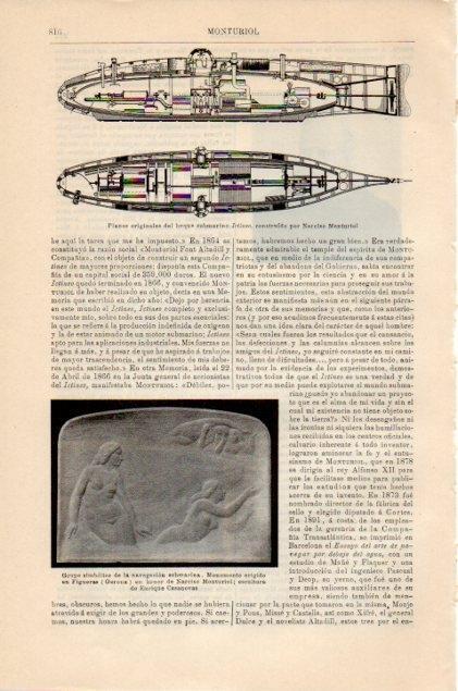 LAMINA V12899: Submarino Ictineo de Narciso Monturiol