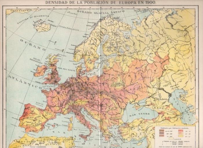 LAMINA V13036: Mapa de la densidad de poblacion en Europa en 1900