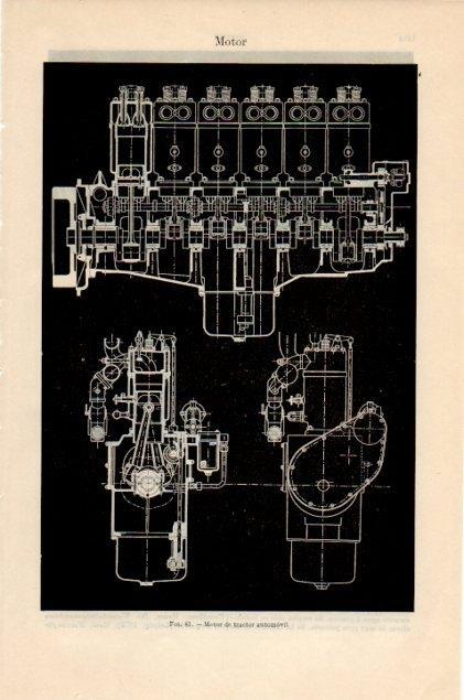 LAMINA V13013: Motor de tractor automovil