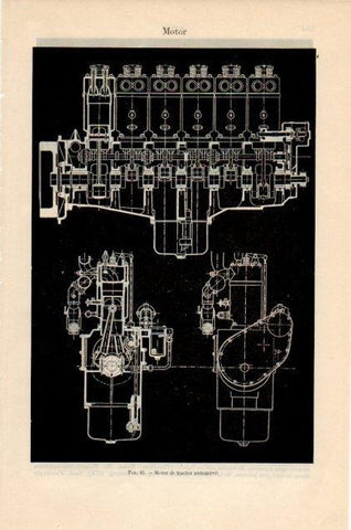 LAMINA V13013: Motor de tractor automovil