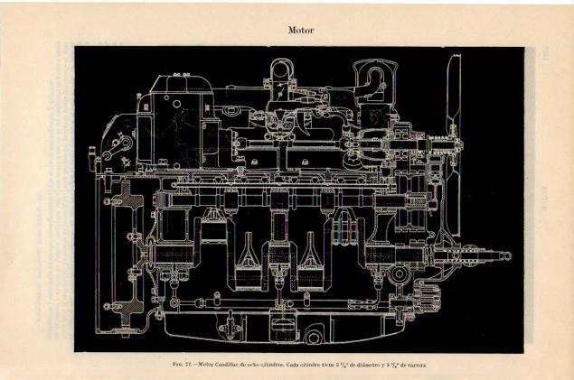 LAMINA V13011: Motor Cadillac de 8 cilindros