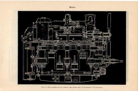 LAMINA V13011: Motor Cadillac de 8 cilindros