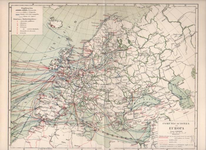 LAMINA V13038: Mapa de comunicaciones de Europa