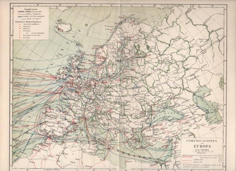 LAMINA V13038: Mapa de comunicaciones de Europa