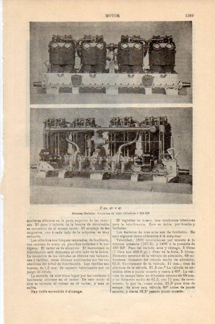 LAMINA V13001: Motor Daimlmer Mercedes de 8 cilindros