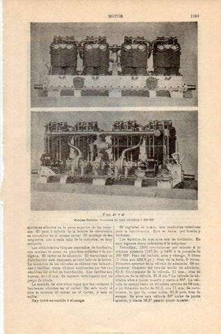LAMINA V13001: Motor Daimlmer Mercedes de 8 cilindros
