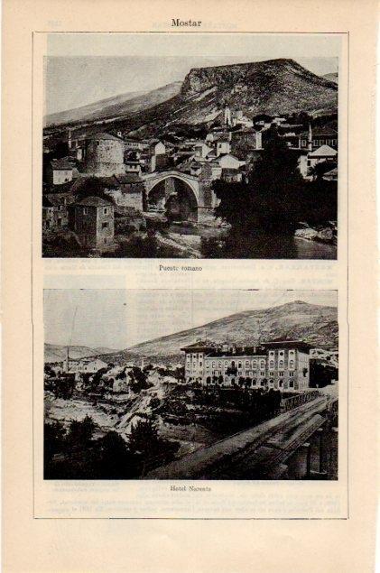 LAMINA V12987: Puente y hotel Narenta en Mostar
