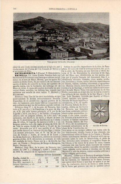 LAMINA V12611: Vista y escudo de Estella, Navarra