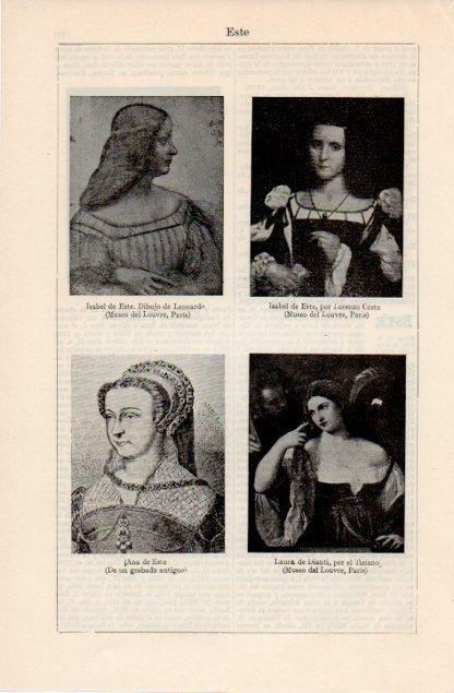 LAMINA V12599: Isabel de Este por Leonardo y Laura de Diante por Tiziano