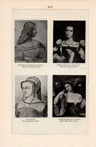 LAMINA V12599: Isabel de Este por Leonardo y Laura de Diante por Tiziano
