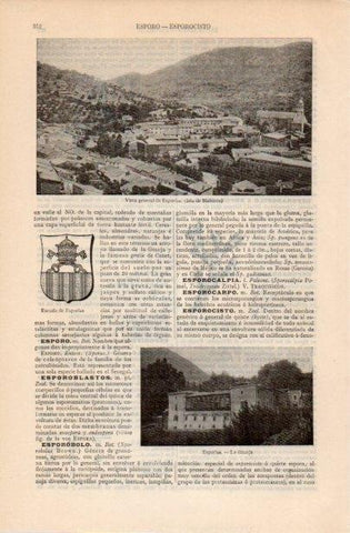 LAMINA V12537: Vista y escudo de Esporlas, Mallorca
