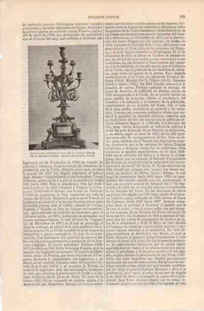 LAMINA V12580: Candelabro conmemorativo de la Independencia de Estados Unidos