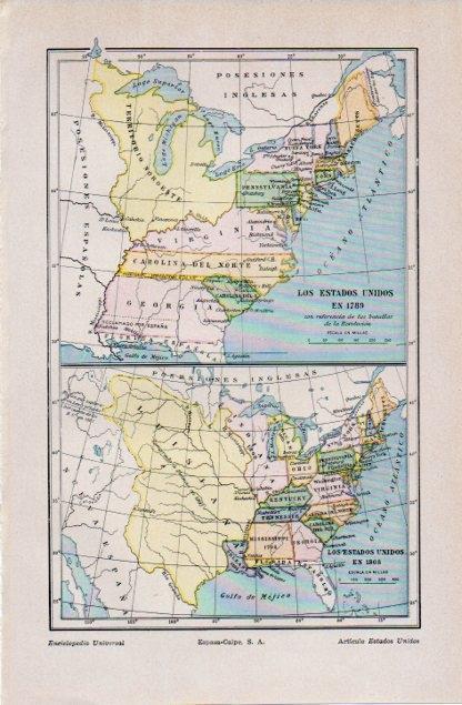 LAMINA V12578: Los Estados Unidos en 1789 y 1805