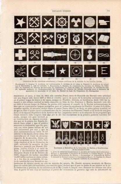 LAMINA V12577: Distintivos de la Armada de Estados Unidos