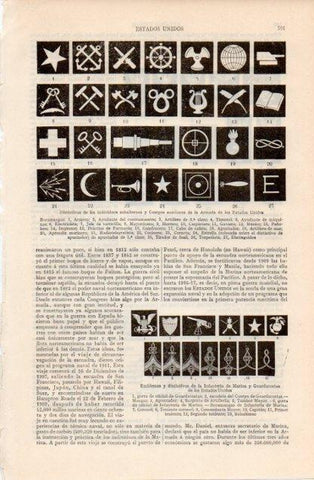 LAMINA V12577: Distintivos de la Armada de Estados Unidos