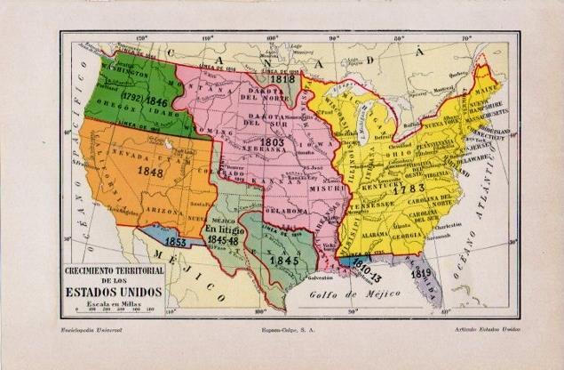 LAMINA V12566: Mapa crecimiento territorial de Estados Unidos