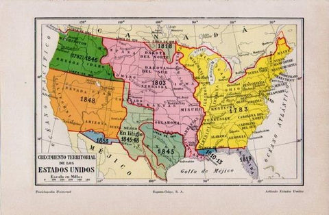 LAMINA V12566: Mapa crecimiento territorial de Estados Unidos