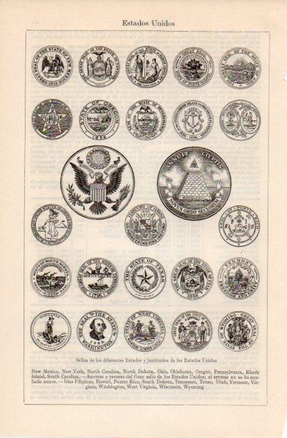 LAMINA V12571: Sellos de los Estados de Estados Unidos I