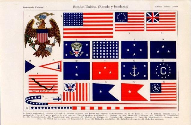 LAMINA V12573: Escudos y banderas de Estados Unidos